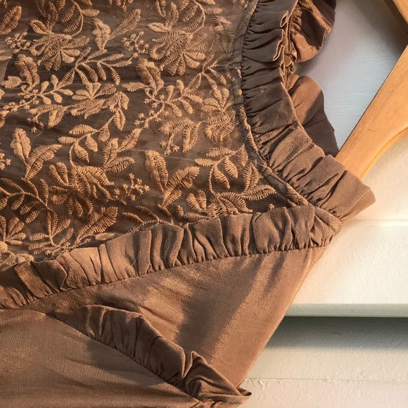 Mock Neck Embroidered Lettuce Shift Mini Dress - Picture 4 of 6